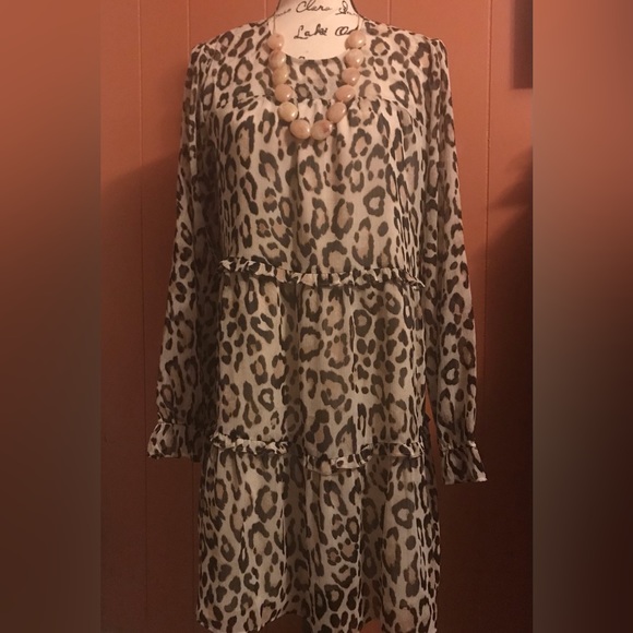 Leopard print ruffle tiered dress by Loft - Picture 3 of 7